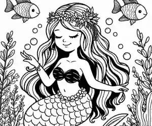 Mermaid girl coloring page