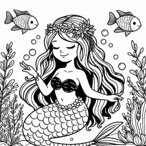 Mermaid girl coloring page