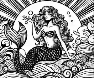 Mermaid in the sun image to color