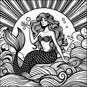 Mermaid in the sun image to color