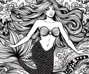 Mermaid pop art image to color