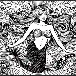 Mermaid pop art image to color