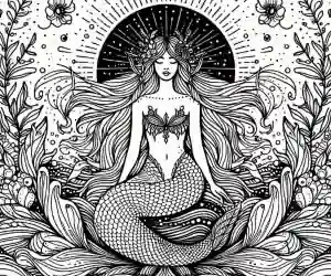 Mermaid queen coloring