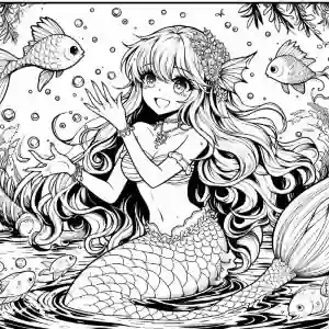 Mermaid with fish coloring