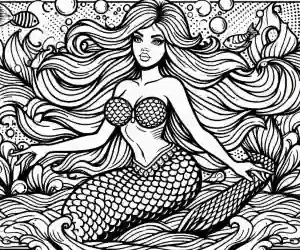 Nice mermaid figure to color