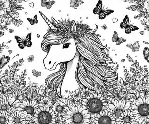 Unicorn in spring coloring