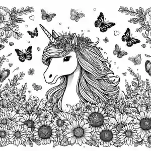 Unicorn in spring coloring