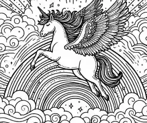 Unicorn with wings to color