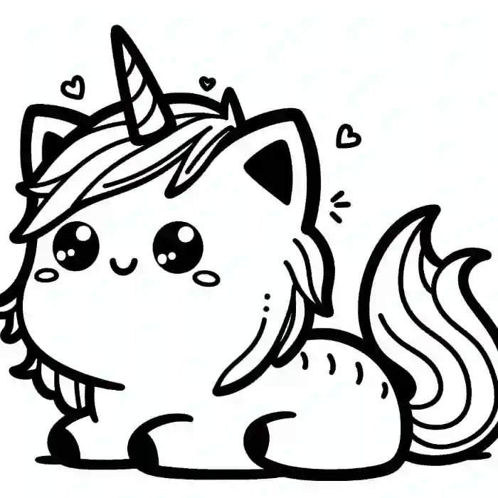 Unicornio gato para colorear