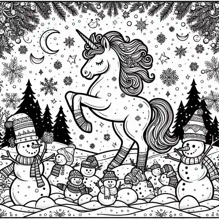 Unicornio navideño para colorear