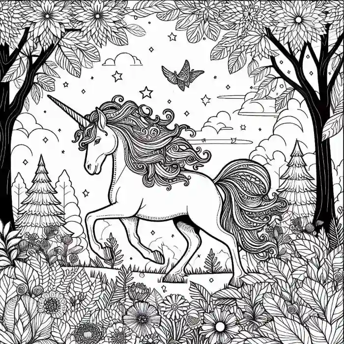 Unicornio salvaje para colorear