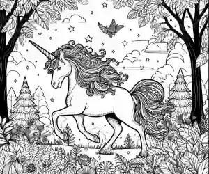 Wild Unicorn Coloring Pages