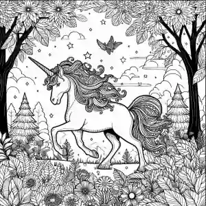 Wild Unicorn Coloring Pages