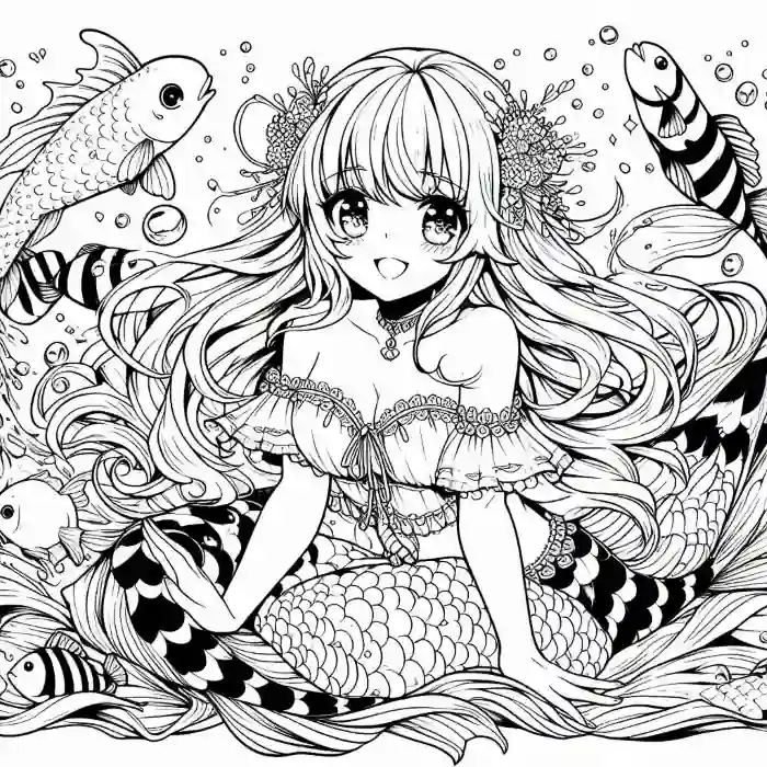 dibujo de sirena princesa para colorear