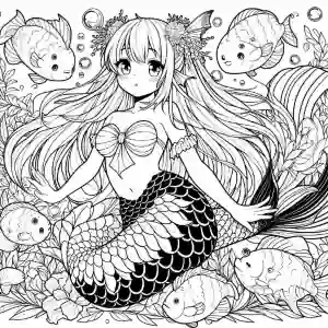 mermaid drawing with bows to color