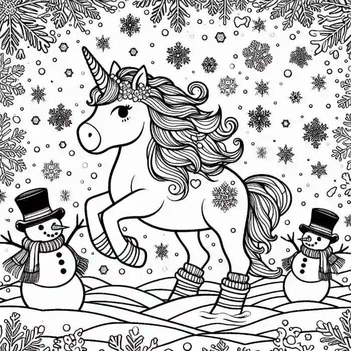 unicornio navidad para colorear