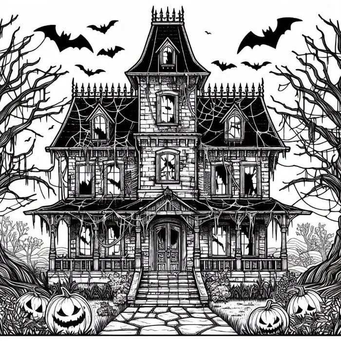 Casa tenebrosa para colorear