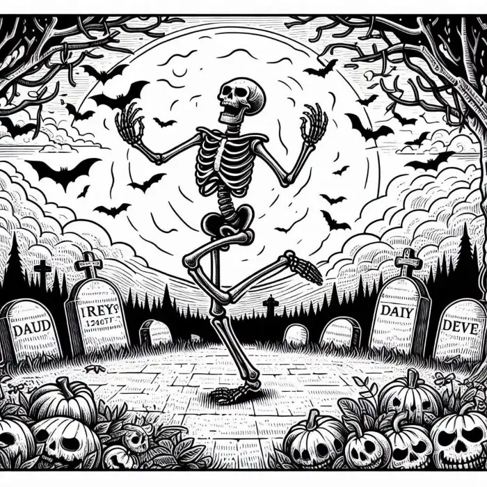 Baile de esqueleto para colorear
