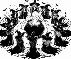 Reunión de brujas para pintar