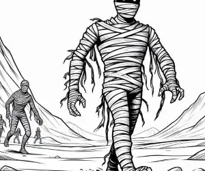 Momias en desierto para pintar