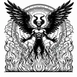 Demonio con alas para pintar