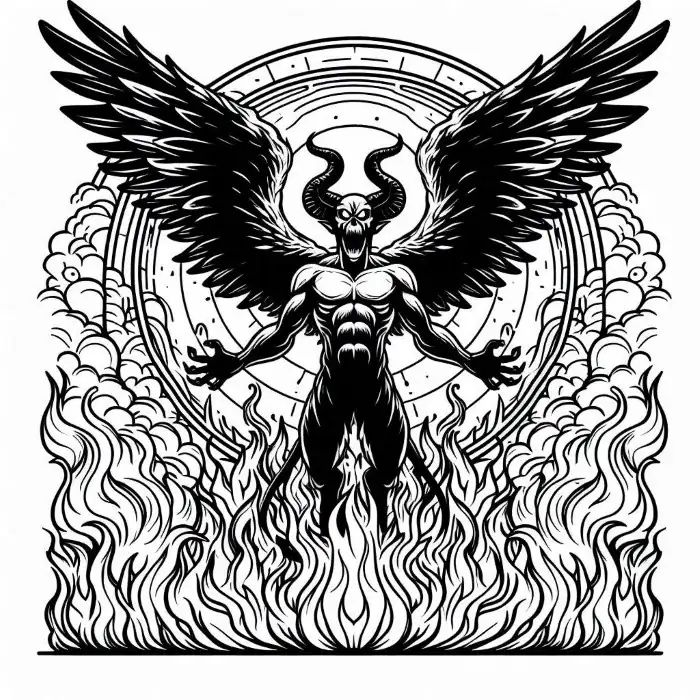 Demonio con alas para colorear