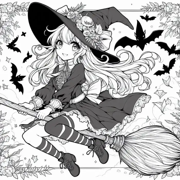 Bruja anime para colorear