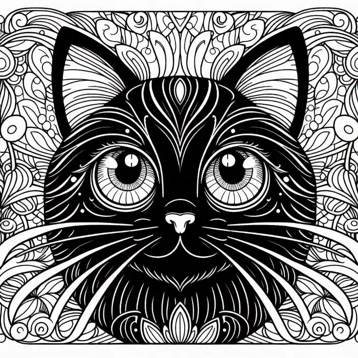 Gato misterioso para colorear