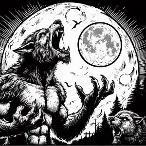 Hombre lobo aullando a luna para pintar