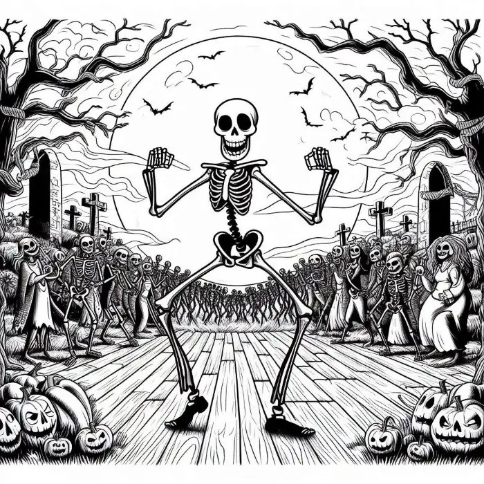 Fiesta esqueletos para colorear