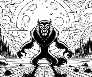 Hombre lobo buscando para pintar