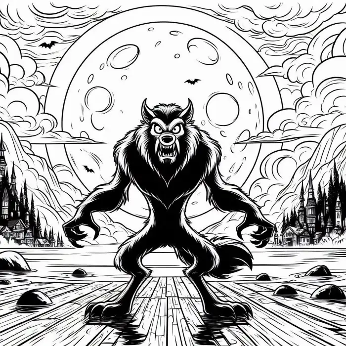 Hombre lobo buscando para colorear