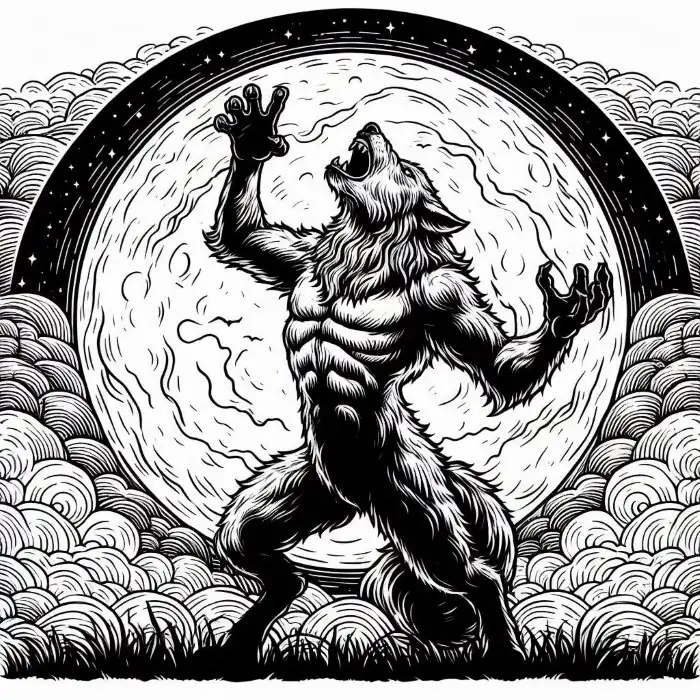 Aullido hombre lobo Halloween para colorear