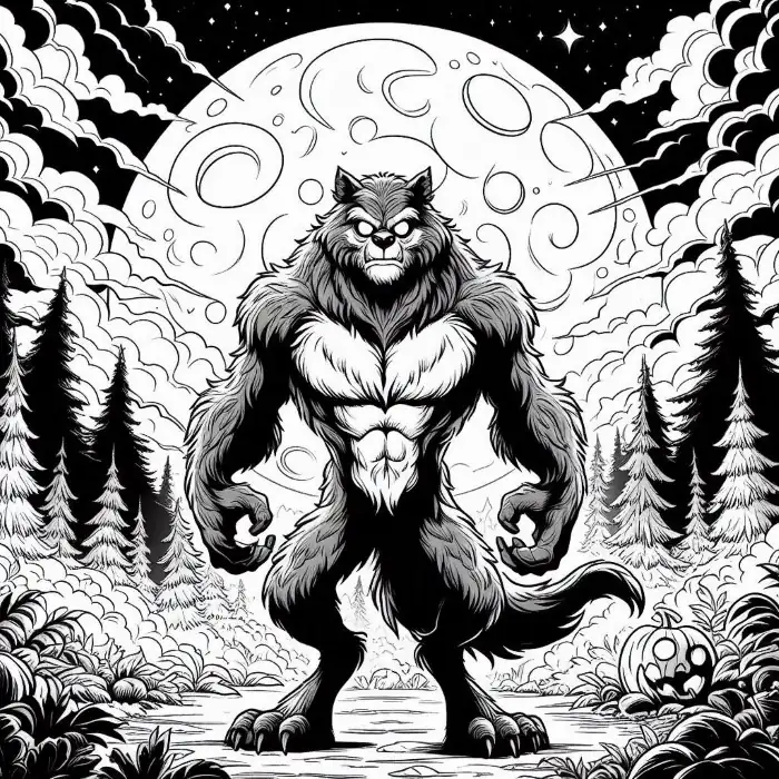 Hombrelobo halloween cartoon para colorar