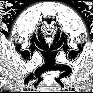 Hombre lobo en el bosque nocturno para pintar