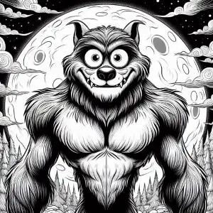 Simpático hombre lobo para pintar