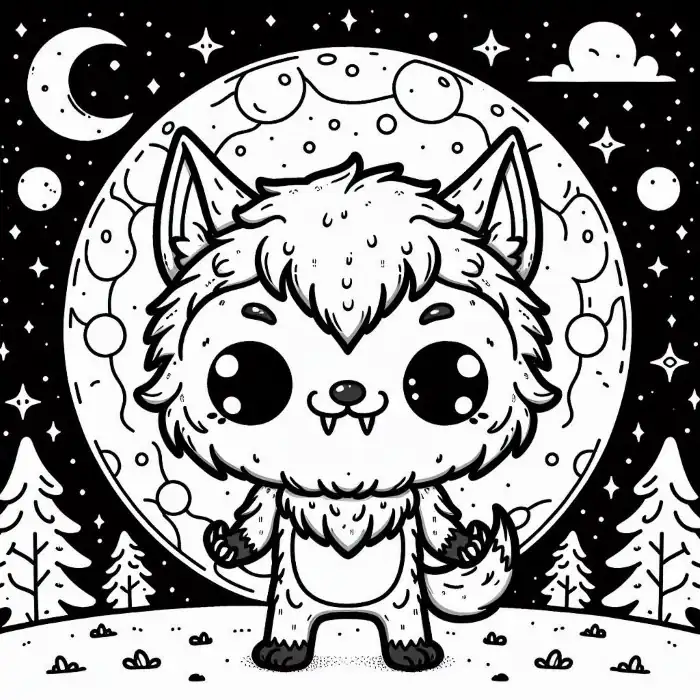 Niño lobito kawaii para colorear