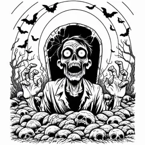 Zombi de miedo para colorear