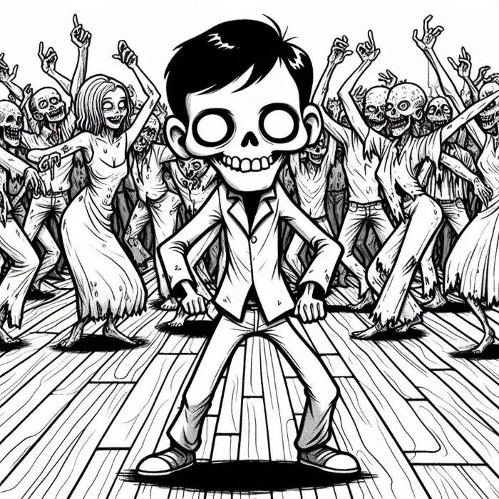 Fiesta de Zombis en Halloween para colorear