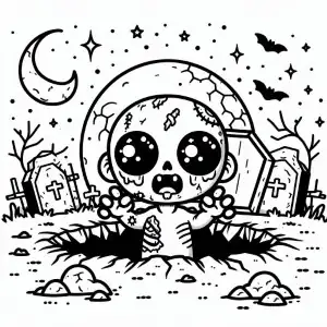 Zombi kawaii en halloween para pìntar