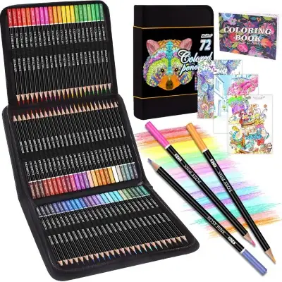 Juego 72 Lápices Colores Profesionales con Bolsa de Cremallera Portátil Premium Negra. Lápices de Dibujo Profesional Perfectos Para Adultos y Artistas que Dibujan, Colorear y Esbozar